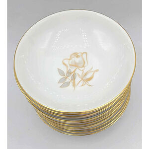 Vintage KPM Krister Germany Set of 4 Berry Bowls. Gold Rose. 5"